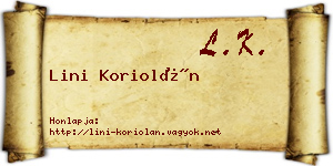 Lini Koriolán névjegykártya